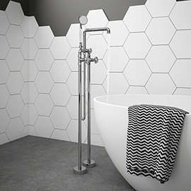 Arezzo Chrome Industrial Style Freestanding Bath Shower Mixer Tap Medium Image
