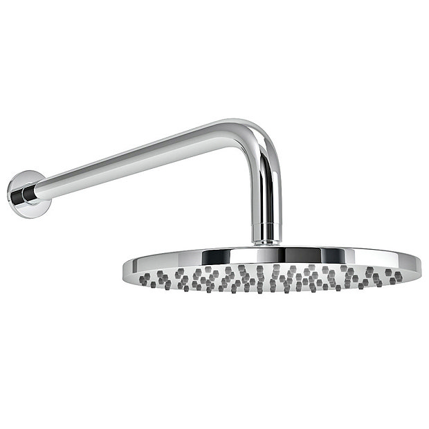 Arezzo Chrome Industrial Style Push Button Shower Valve with Diverter, Handset, Fixed Shower Head + 