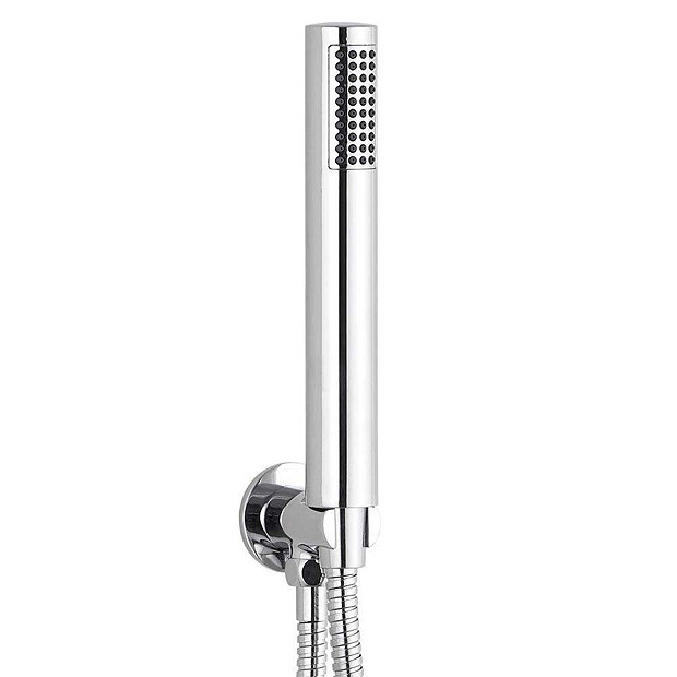 Arezzo Chrome Industrial Style Push Button Shower Valve with Diverter, Handset, Fixed Shower Head + 