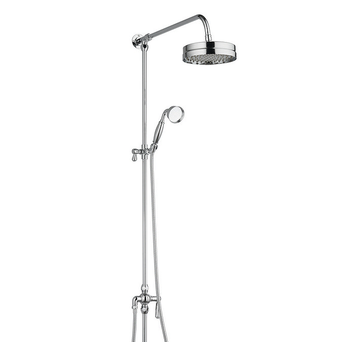 Arezzo Chrome Industrial Style Rigid Riser Kit with Diverter + Dual Exposed Shower Valve