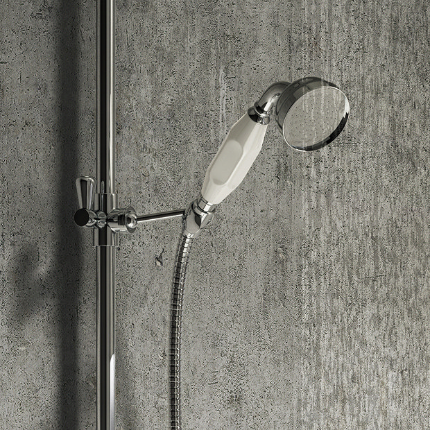 Arezzo Chrome Industrial Style Rigid Riser Kit with Diverter + Dual Exposed Shower Valve  Newest Large Image
