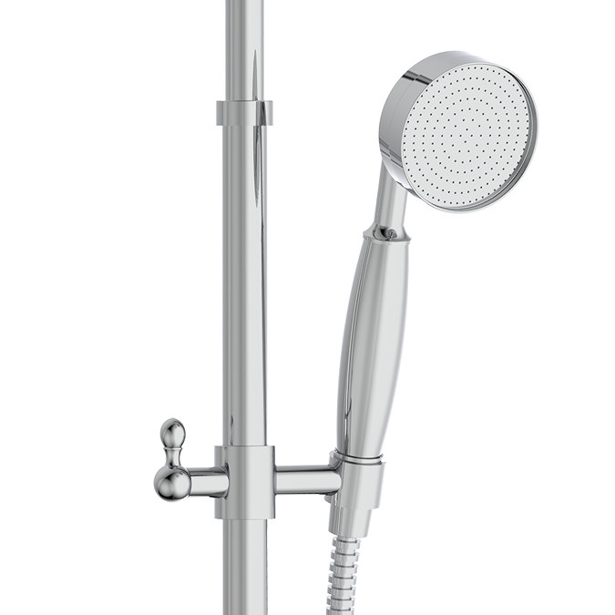 Arezzo Chrome Industrial Style Rigid Riser Kit with Diverter + Dual Exposed Shower Valve
