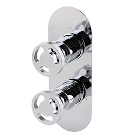 Arezzo Chrome Industrial Style Round Modern Twin Concealed Shower Valve with Diverter Medium Image