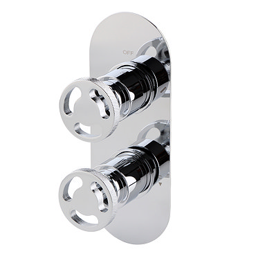 Arezzo Chrome Industrial Style Round Modern Twin Concealed Shower Valve with Diverter  Profile Large