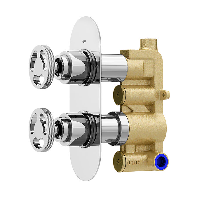 Arezzo Chrome Industrial Style Round Modern Twin Concealed Shower Valve  additional Large Image