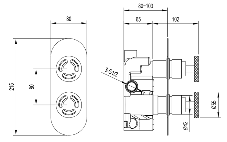 Arezzo Chrome Industrial Style Round Modern Twin Concealed Shower Valve