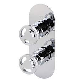 Arezzo Chrome Industrial Style Round Modern Twin Concealed Shower Valve Medium Image