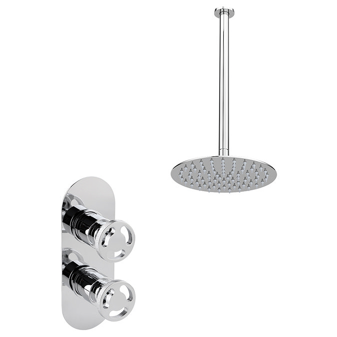 Arezzo Chrome Industrial Style Shower System with Concealed Valve + Ceiling Mounted Head  Newest Large Image