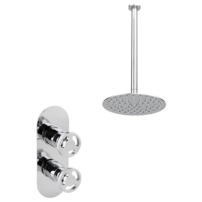 Arezzo Chrome Industrial Style Shower System with Concealed Valve + Ceiling Mounted Head Newest Large Image