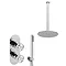 Arezzo Chrome Industrial Style Shower System with Concealed Valve, Handset + Ceiling Mounted Head a