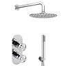 Arezzo Chrome Industrial Style Shower System with Concealed Valve, Head + Handset  Newest Large Imag
