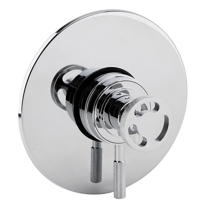 Arezzo Chrome Industrial Style Shower System with Dual Concealed Valve + Ceiling Mounted Head Profi