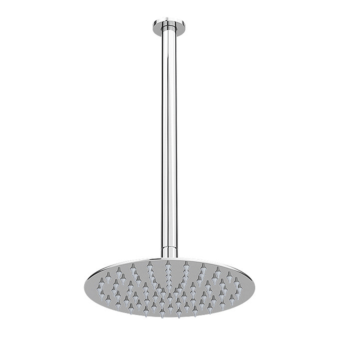 Arezzo Chrome Industrial Style Shower System with Dual Concealed Valve + Ceiling Mounted Head In Ba