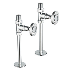 Arezzo Chrome Industrial Style Straight Radiator Valves incl. Stand Pipes Large Image