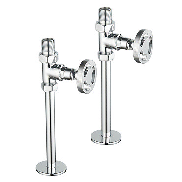 Arezzo Chrome Industrial Style Straight Radiator Valves incl. Stand Pipes  Profile Large Image