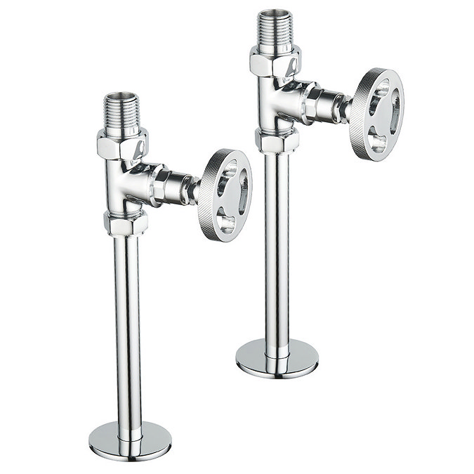 Arezzo Industrial Style Straight Radiator Valves - Chrome