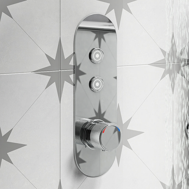 Arezzo Chrome Push-Button Shower with Handset + Rainfall Shower Head  Profile Large Image