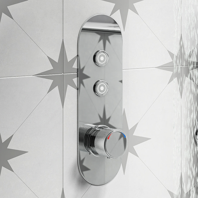 Arezzo Chrome Push-Button Shower with Handset + Rainfall Shower Head Profile Large Image