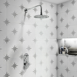Arezzo Chrome Push-Button Shower with Rainfall Shower Head