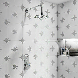 Arezzo Chrome Push-Button Shower with Rainfall Shower Head