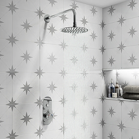 Arezzo Chrome Push-Button Shower with Rainfall Shower Head