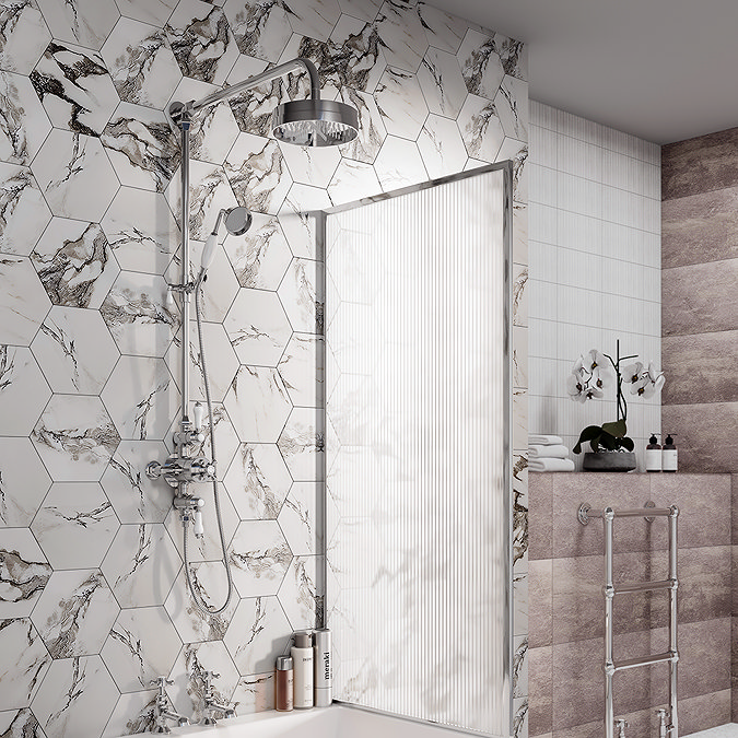Arezzo Chrome Rigid Riser Kit with Shower Head, Handshower & Diverter
