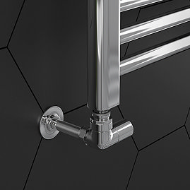 Arezzo Chrome Round Corner Angled Radiator Valves with Pipe Kit