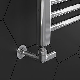 Arezzo Chrome Round Corner Angled Radiator Valves with Pipe Kit