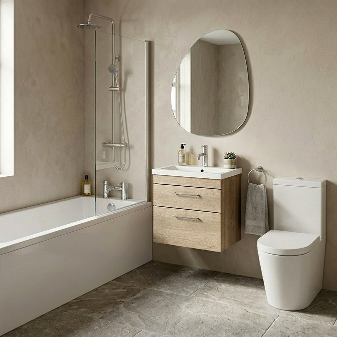 Arezzo Chrome & Rustic Oak Complete Bathroom Suite