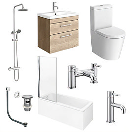 Arezzo Chrome & Rustic Oak Complete Bathroom Suite