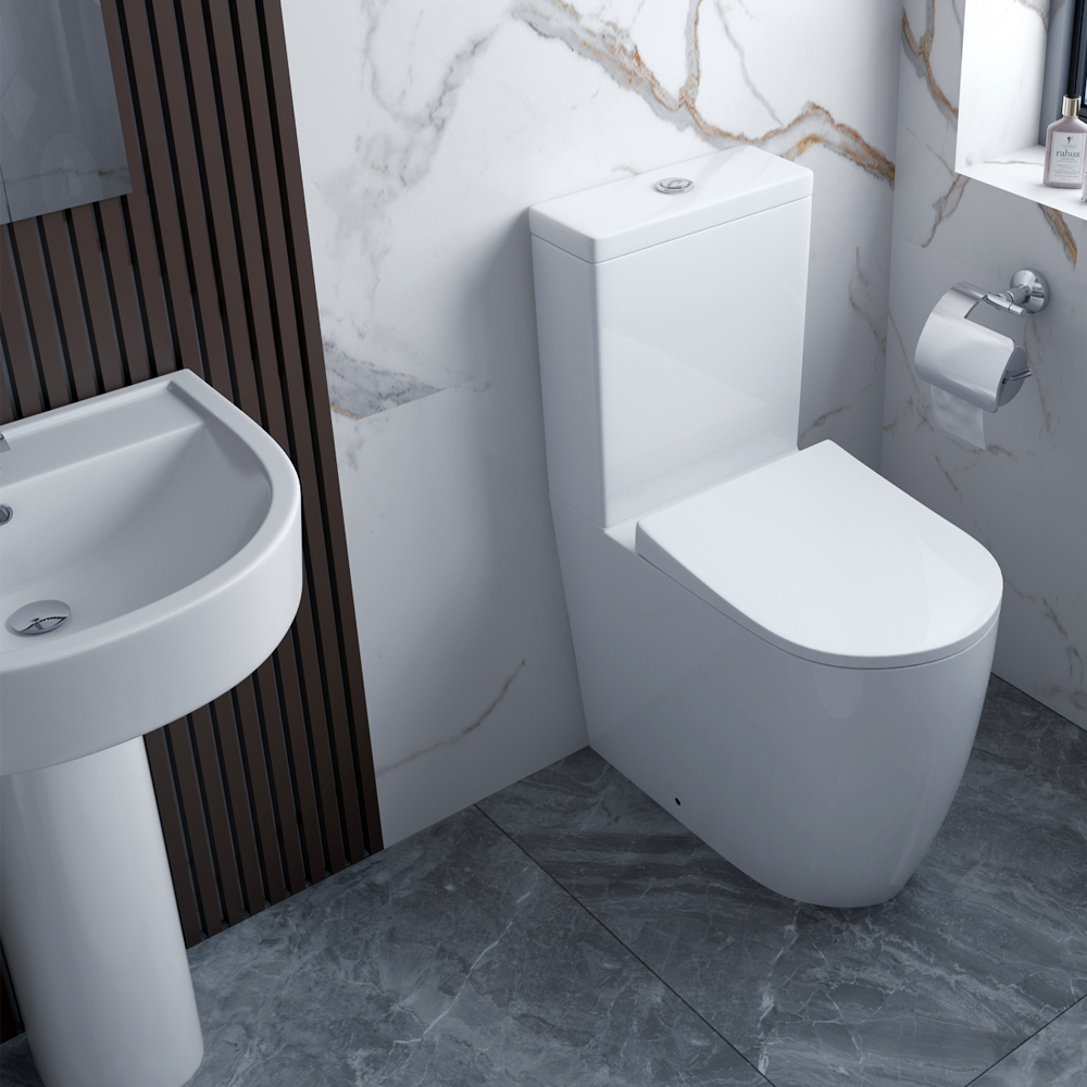 Arezzo Compact BTW Close Coupled Comfort Height Toilet + Soft Close