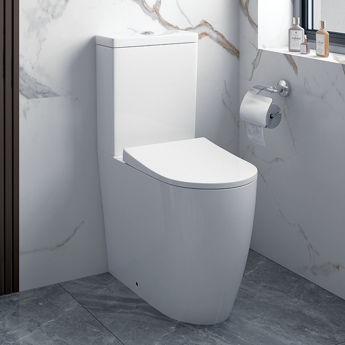  Arezzo Compact BTW Close Coupled Comfort Height Toilet + Soft Close Seat