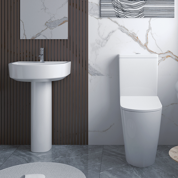 Arezzo Compact BTW Close Coupled Comfort Height Toilet + Soft Close