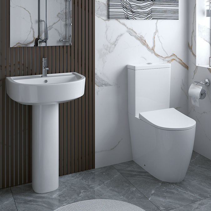 Arezzo Compact BTW Close Coupled Toilet + Soft Close Seat