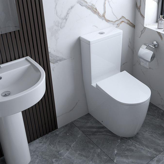 Arezzo Compact BTW Close Coupled Toilet + Soft Close Seat