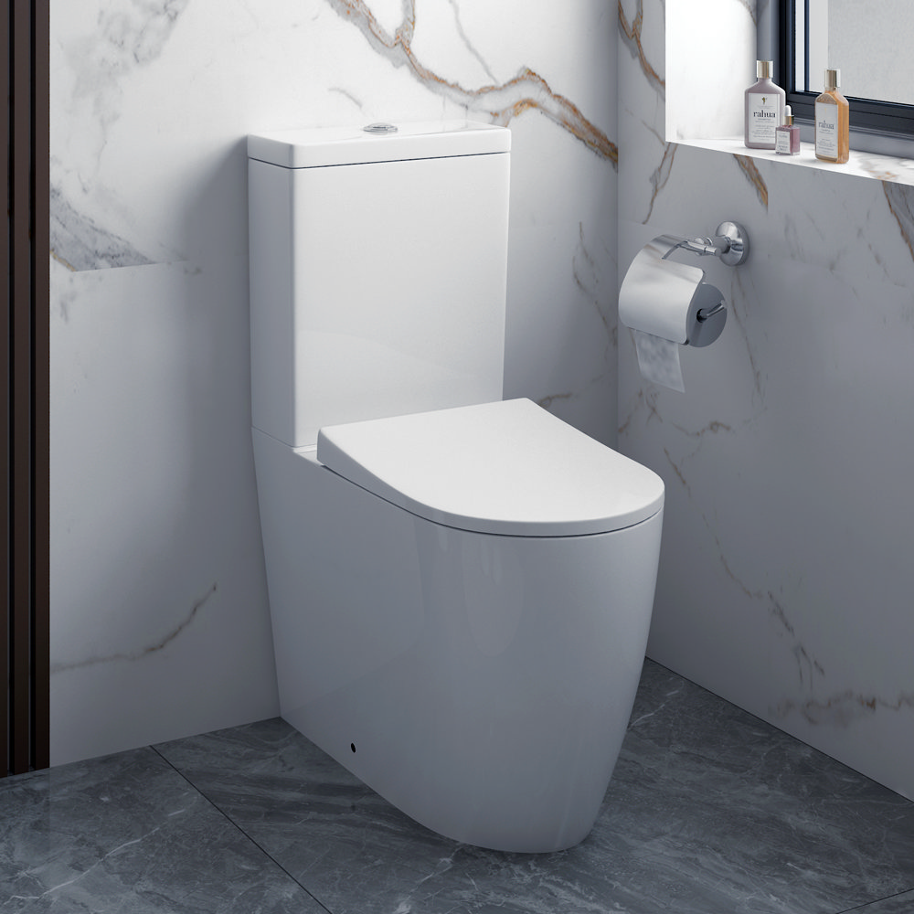 SHOP the Arezzo Compact BTW Close Coupled Toilet Soft Close Seat