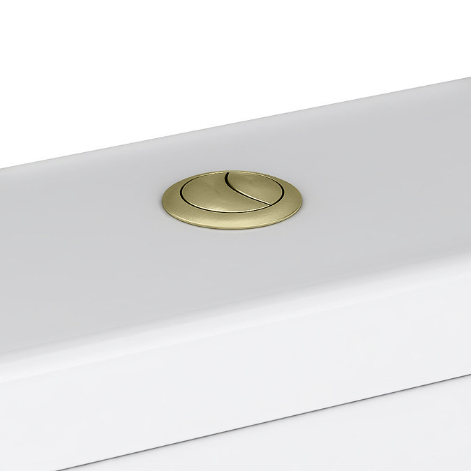 Arezzo Compact BTW Close Coupled Toilet with Soft Close Seat (Brushed Brass Flush + Hinges)