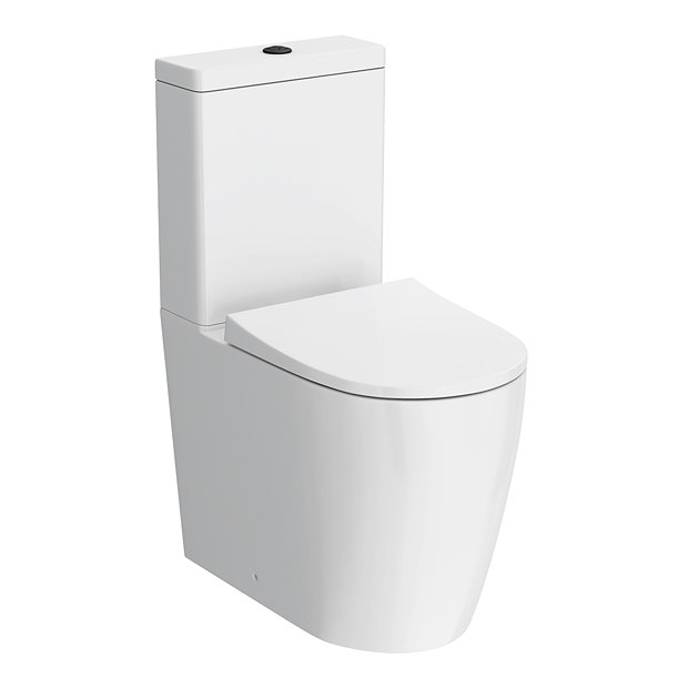 Arezzo Compact BTW Close Coupled Toilet with Soft Close Seat (Matt Black Flush + Hinges)