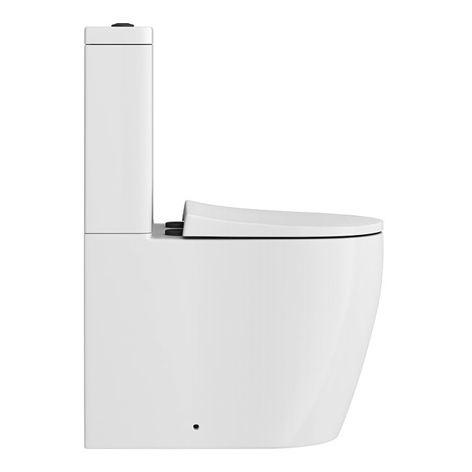 Arezzo Compact BTW Close Coupled Toilet with Soft Close Seat (Matt Black Flush + Hinges)