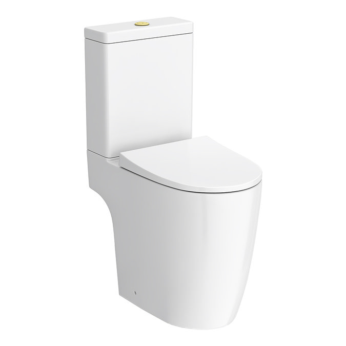 Arezzo Compact Close Coupled Toilet with Soft Close Seat (Brushed Brass Flush + Hinges)