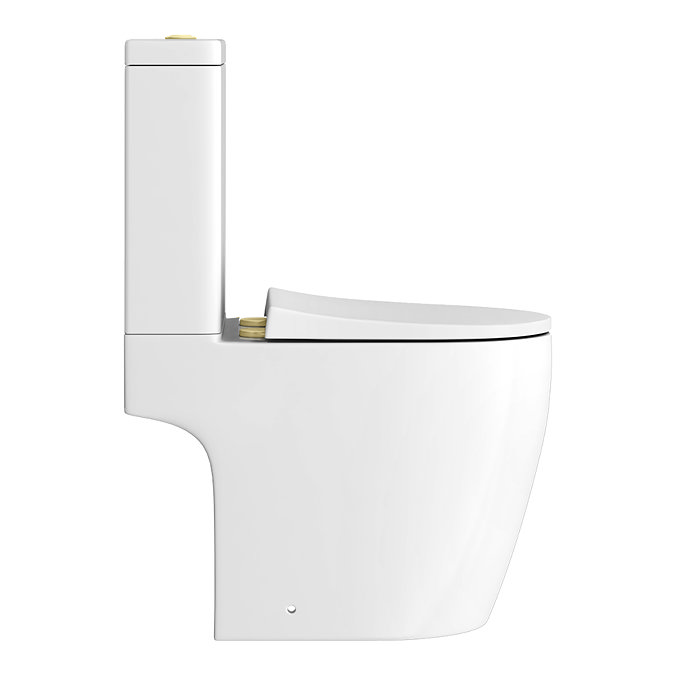 Arezzo Compact Close Coupled Toilet with Soft Close Seat (Brushed Brass Flush + Hinges)