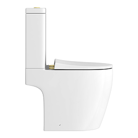 Arezzo Compact Close Coupled Toilet with Soft Close Seat (Brushed Brass Flush + Hinges)