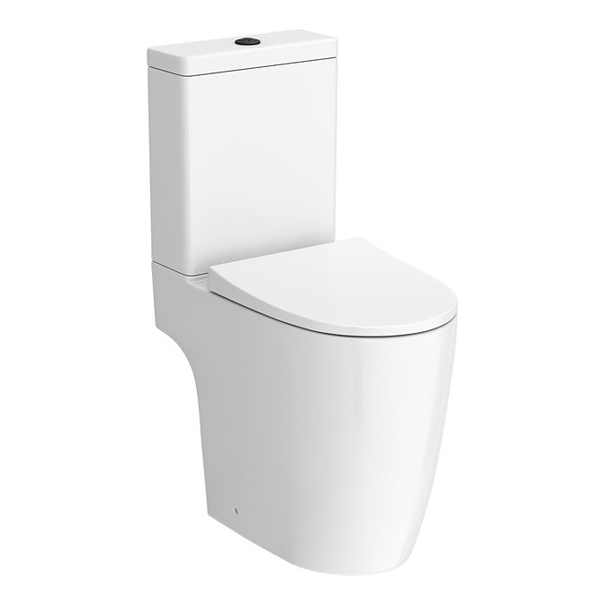 Arezzo Compact Close Coupled Toilet with Soft Close Seat (Matt Black Flush + Hinges)