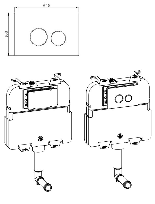 Arezzo Compact Concealed Cistern with Bronze Flush Plate - Round Buttons