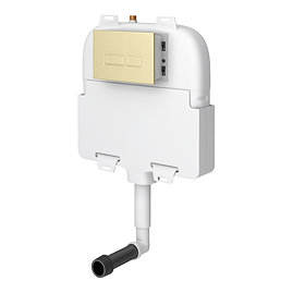 Arezzo Compact Concealed Cistern with Brushed Brass Flush Plate - Square Buttons