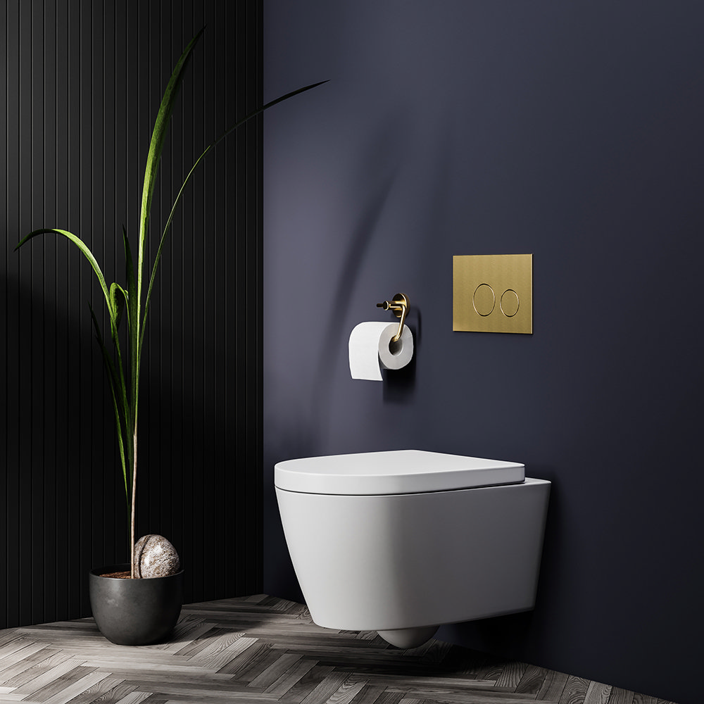 Arezzo Compact Concealed Cistern with Brushed Brass Flush Plate