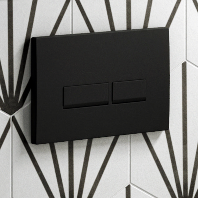 Arezzo Compact Concealed Cistern with Matt Black Flush Plate - Square Buttons