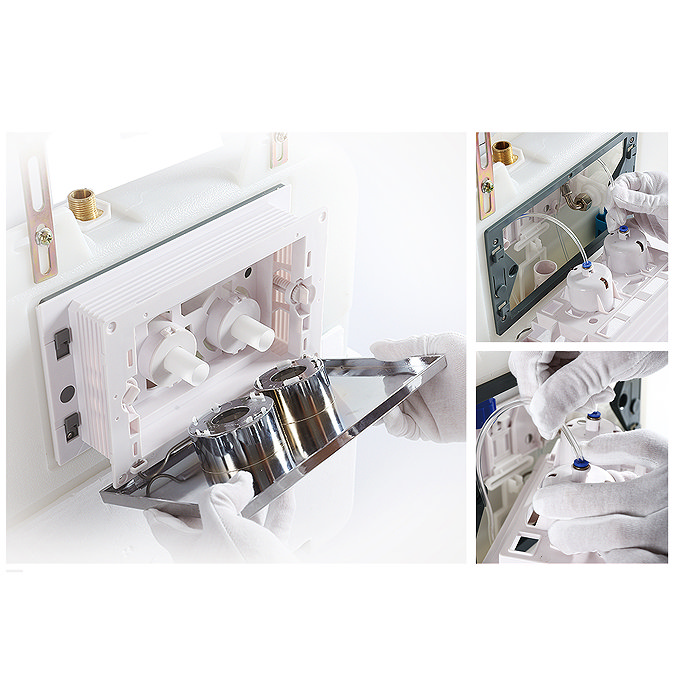 Arezzo Compact Concealed Cistern with Polished Chrome Flush Plate - Square Buttons In Bathroom Larg