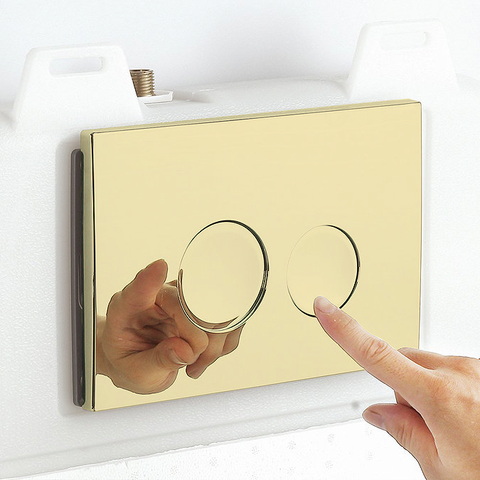 Arezzo Compact Concealed Cistern with Gold Flush Plate - Round Buttons