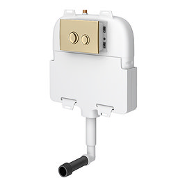 Arezzo Compact Concealed Cistern with Gold Flush Plate - Round Buttons